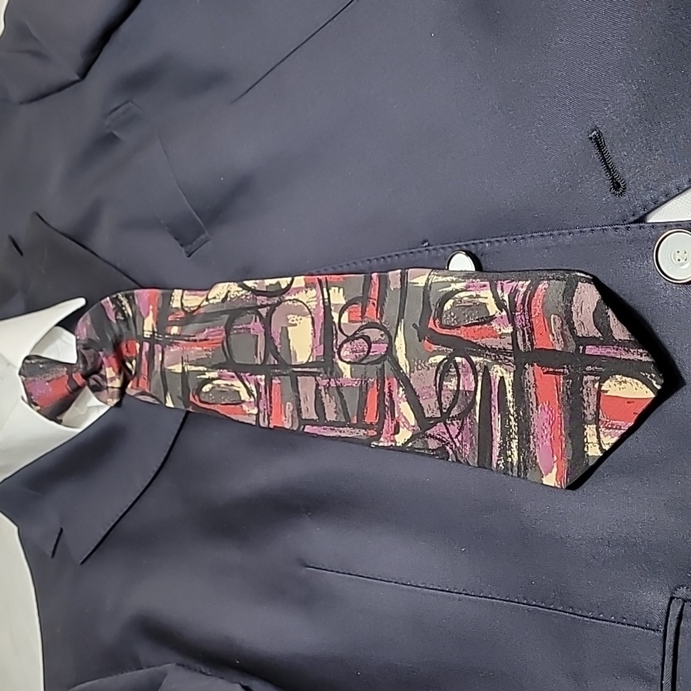 La Fenice multi colored abstract silk tie made in Italy
